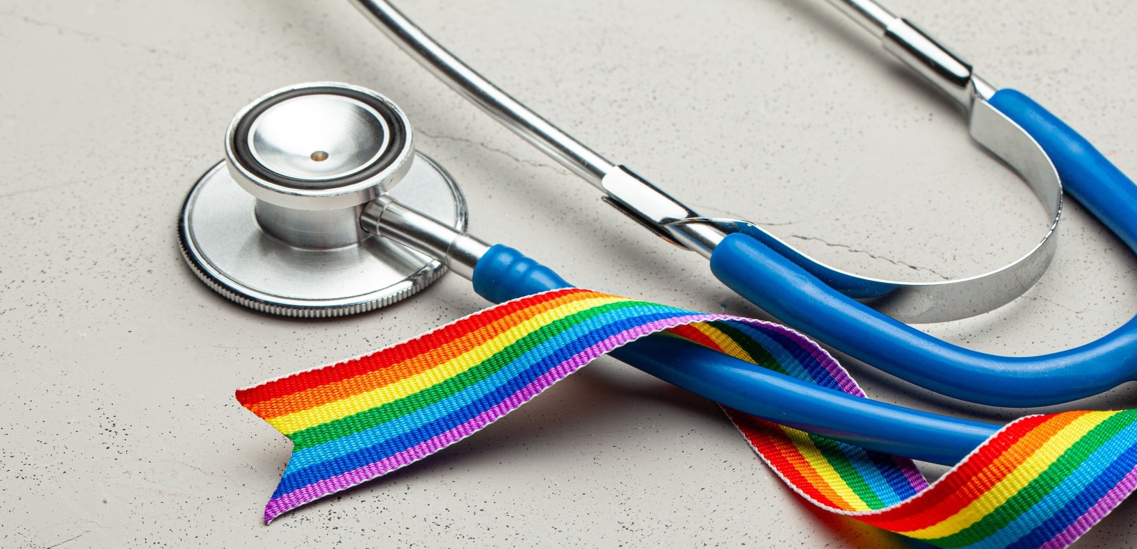 Stethoscope with rainbow ribbon